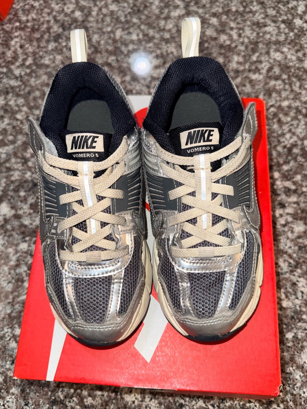 Nike Kids Pure Platinum/Metallic Silver Vomero 5 (PS)